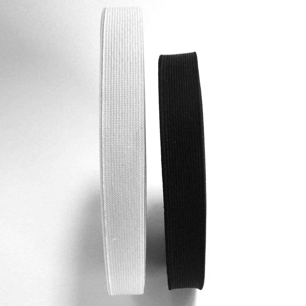 19mm Flat Elastic - Black - White - for Sewing and Crafts