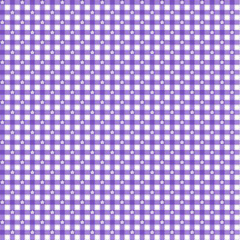 Floral Gingham Cotton Fabric - Purple - Makower 2553/L - Summer Days