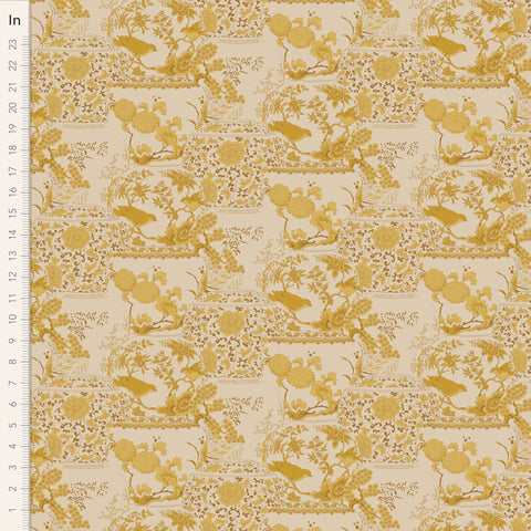 Tilda Vase Collection Cotton Fabric - Mustard - Chic Escape Collection - Tilda 100453