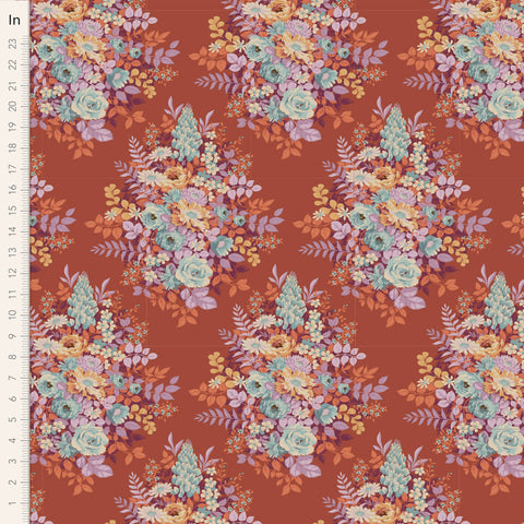 Tilda Whimsy Flower Cotton Fabric - Rust - Chic Escape Collection - Tilda 100458