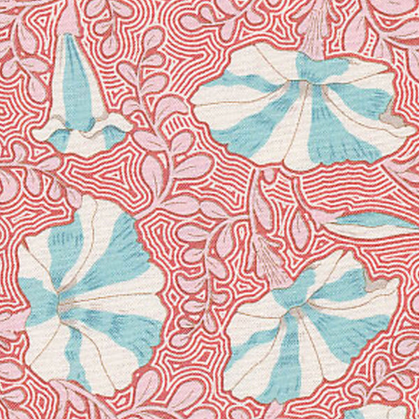 Tilda Striped Petunia Coral Cotton Fabric - Gardenlife Collection - TD100309
