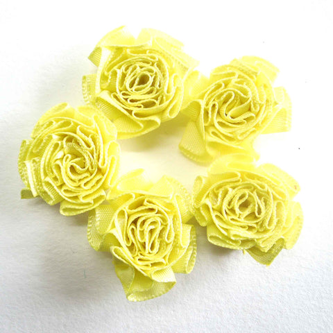 Ruched Ribbon Roses - Yellow - Berisfords - per pack of 6