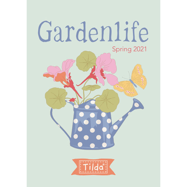 Tilda Striped Petunia Coral Cotton Fabric - Gardenlife Collection - TD100309