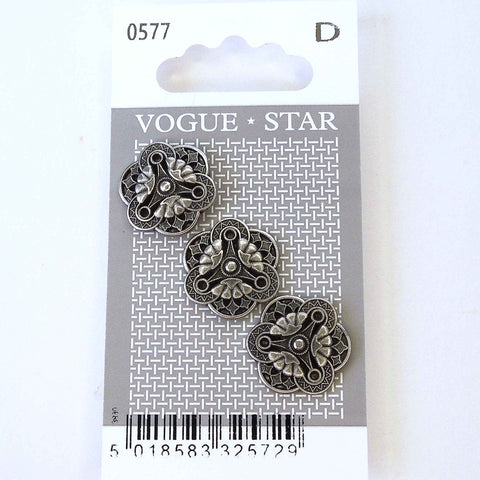 Vogue Star Buttons - Silver - 19mm - Pack of 3 - VS0577
