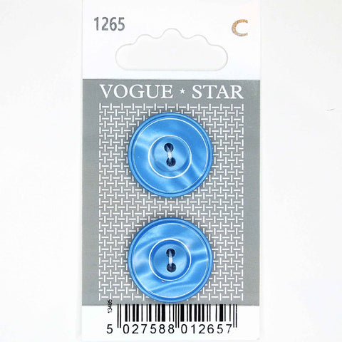 Vogue Star Buttons - Pale Blue - 22mm - Pack of 2 - VS1265