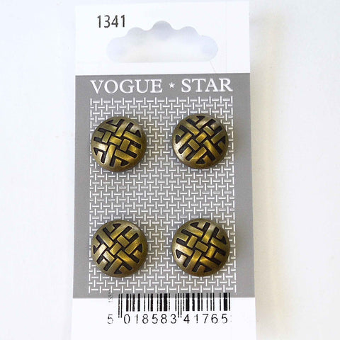 Vogue Star Buttons - Bronze Black Metal - 15mm - Pack of 4 - VS1341
