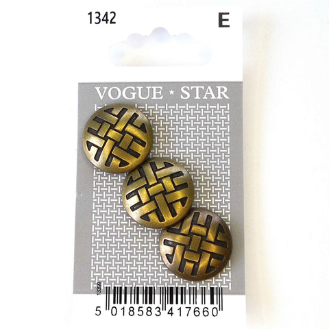 Vogue Star Buttons - Bronze Black Metal - 20mm - Pack of 3 - VS1342