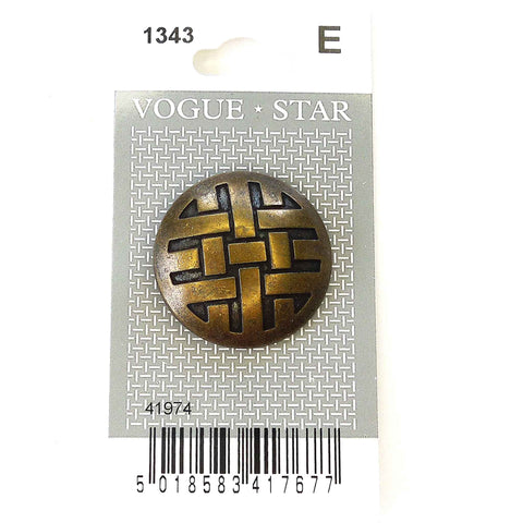 Vogue Star Buttons - Bronze Black Metal - 30mm - Pack of 1 - VS1343