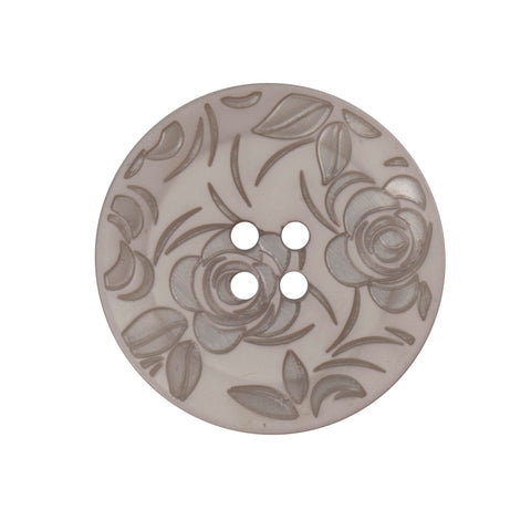 Vogue Star Buttons - Grey Floral - 27mm - Pack of 2 - VS1357