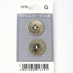 Vogue Star Buttons - Grey - 22mm - Pack of 2 - VS1379