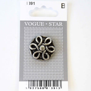 Vogue Star Buttons - Silver Metal - 20mm - Pack of 1 - VS1391
