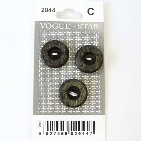 Vogue Star Buttons - Charcoal- 17mm - Pack of 3 - VS2044