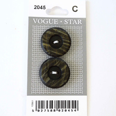 Vogue Star Buttons - Charcoal- 22mm - Pack of 2 - VS2045