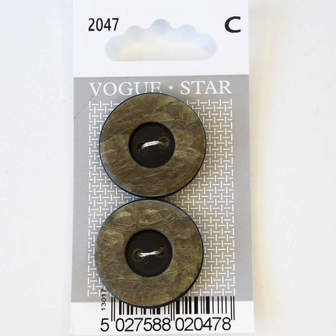 Vogue Star Buttons - Charcoal- 27mm - Pack of 2 - VS2047