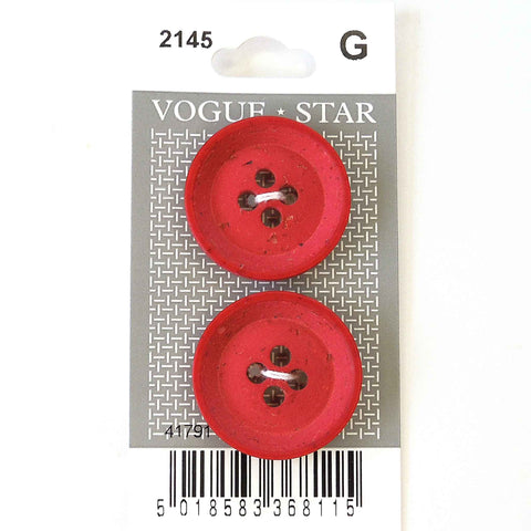 Vogue Star Buttons - Red- 27mm - Pack of 2 - VS2145