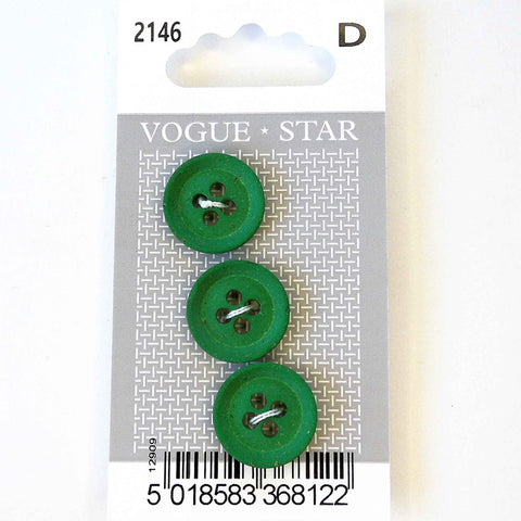 Vogue Star Buttons - Matt Green - 17mm - Pack of 3 - VS2146