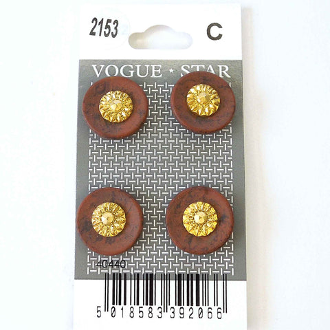 Vogue Star Buttons - Gold Brown - 17mm - Pack of 4 - VS2153