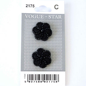 Vogue Star Buttons - Black Sparkle - 20mm - Pack of 2 - VS2175