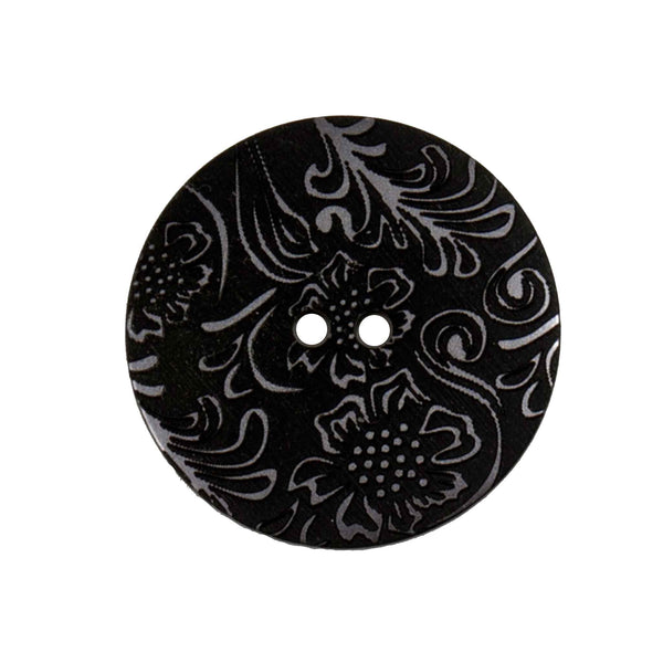 Vogue Star Buttons - Black Patterned- 27mm - Pack of 2 - VS2183