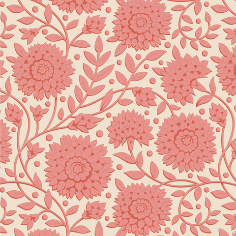 Tilda Aella Coral Cotton Fabric - Windy Days Collection - TD110029