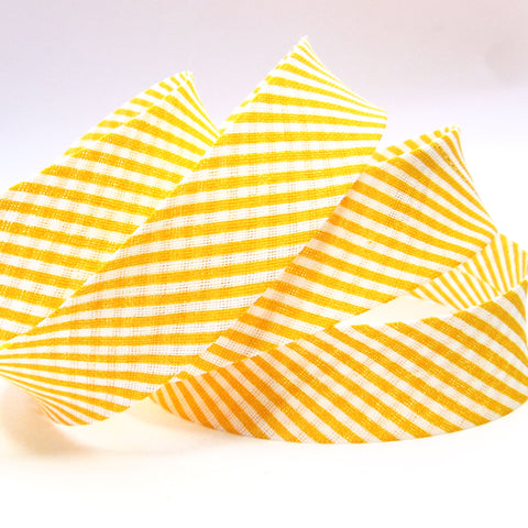 20mm Cotton Bias Binding - Striped - Egg Yolk Yellow - Single Fold
