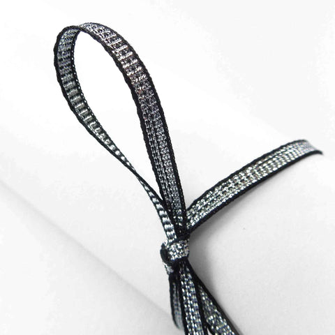 3mm Dragonfly Metallic Ribbon -Black and Silver - Berisfords
