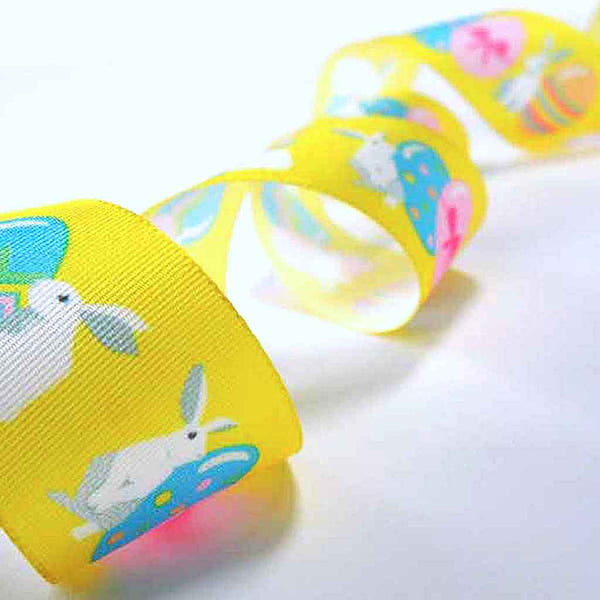 25mm Easter Bunny Yellow Satin Ribbon - Berisfords