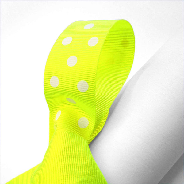 25mm Spotty Fluorescent Polka Dot Ribbon Yellow - Berisfords