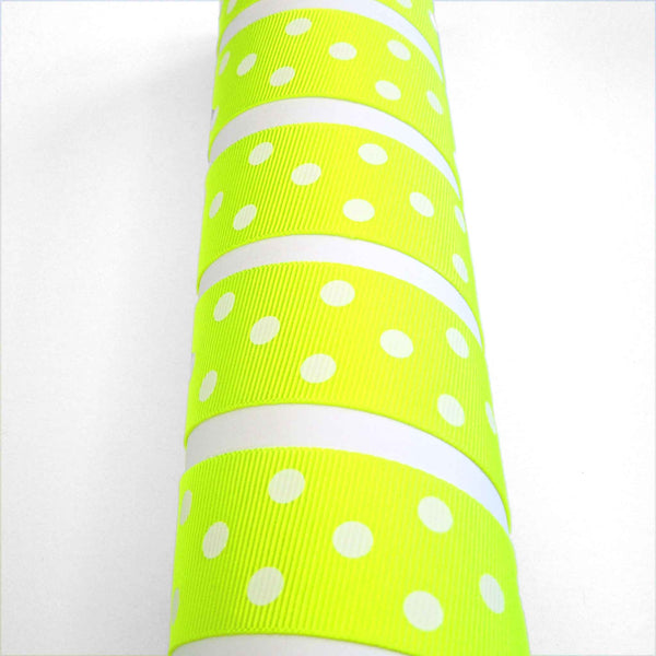 25mm Spotty Fluorescent Polka Dot Ribbon Yellow - Berisfords