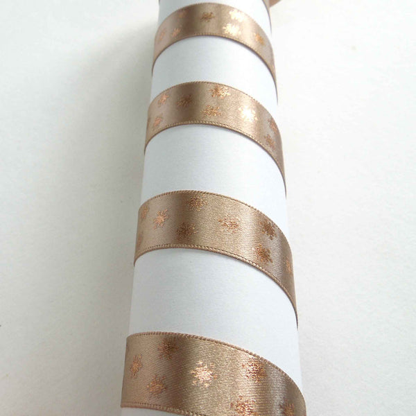Metallic Polka Flakes Ribbon Ecru/Rose Gold Berisfords 15mm - 25mm