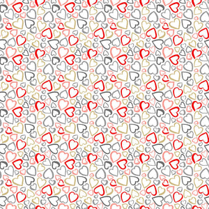 Hearts White Cotton Fabric Makower 2315/W - Pamper Collection