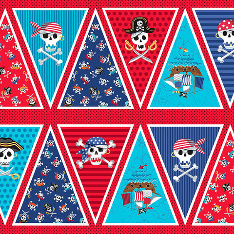 Bunting Cotton Fabric Makower 2435/1 - Pirates Collection