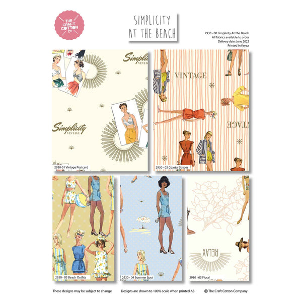 At The Beach Simplicity Vintage – Fat Quarter Pack 5 Pieces - 2930-00