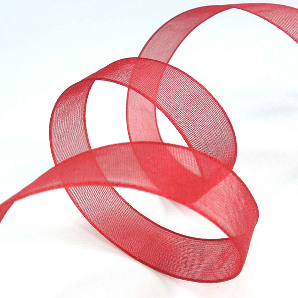 Super Sheer Ribbon Scarlet Berry Red Berisfords 15mm - 25mm