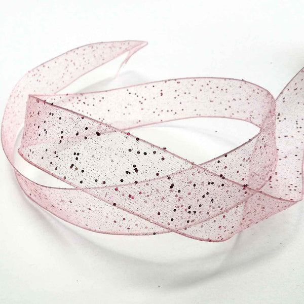 Random Glitter Sheer Ribbon - Pink - Berisfords - 25mm