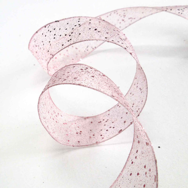 Random Glitter Sheer Ribbon - Pink - Berisfords - 25mm