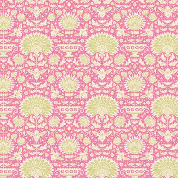 Garden Bees Pink Cotton Fabric, Bumblebee Collection, Tilda 481318