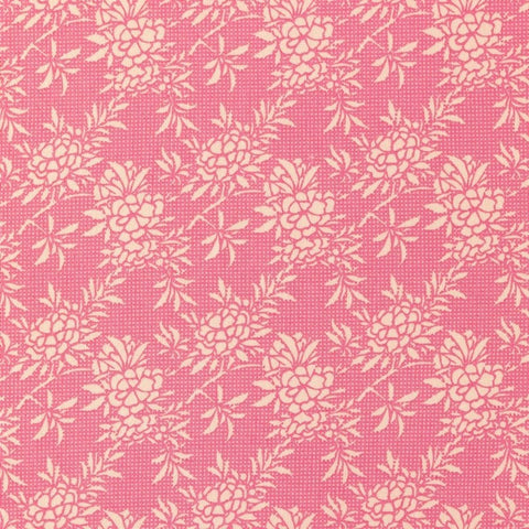 Flower Bush Pink Cotton Fabric, Harvest Collection, Tilda 481507