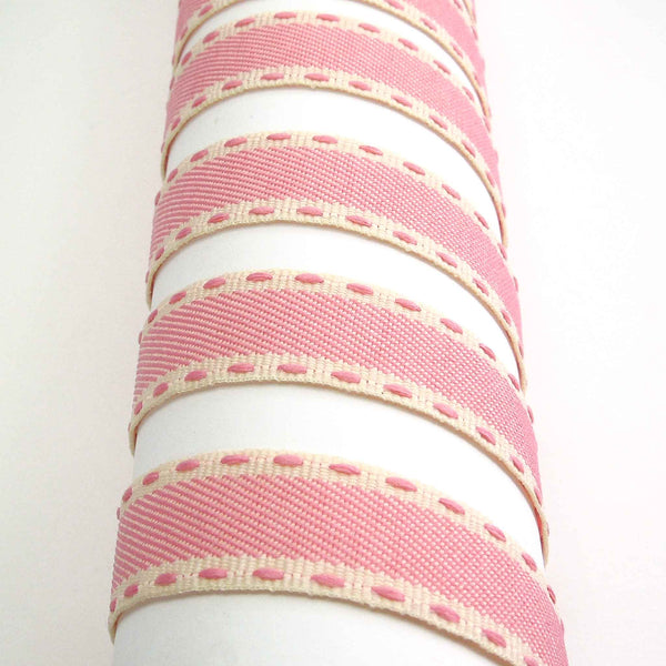 Vintage Stitch Ribbon Pink Berisfords - 25mm