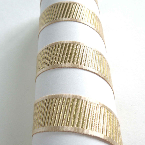 Shine Metallic Grosgrain Ribbon Cream Berisfords 15mm - 25mm
