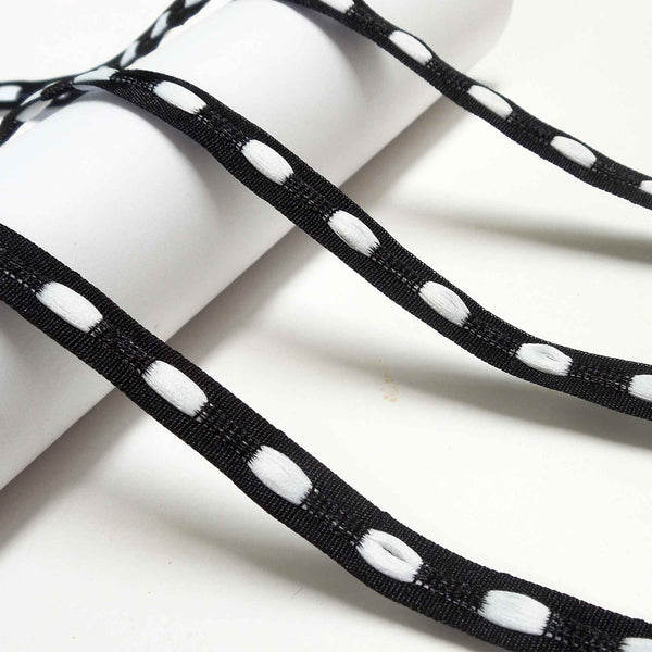 10mm Bobble Ribbon Black/White - Berisfords