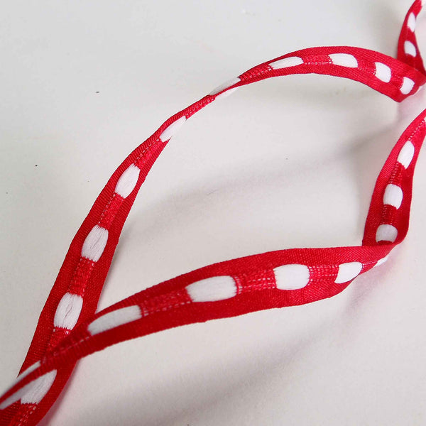 10mm Bobble Ribbon Red/White - Berisfords