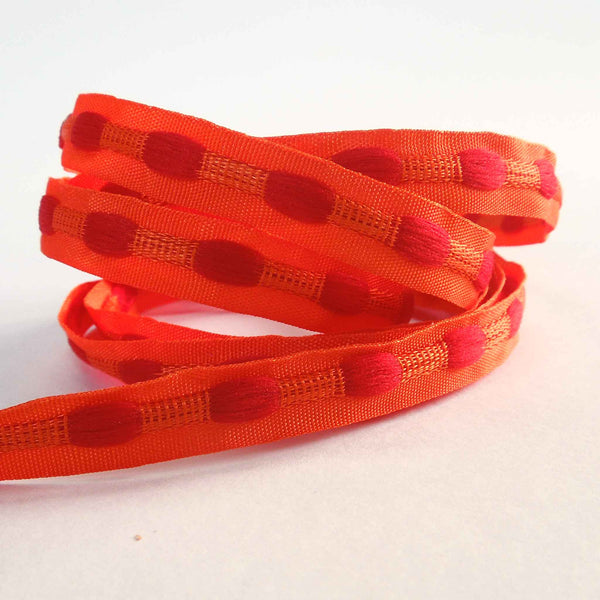 10mm Bobble Ribbon Tangerine/Red - Berisfords