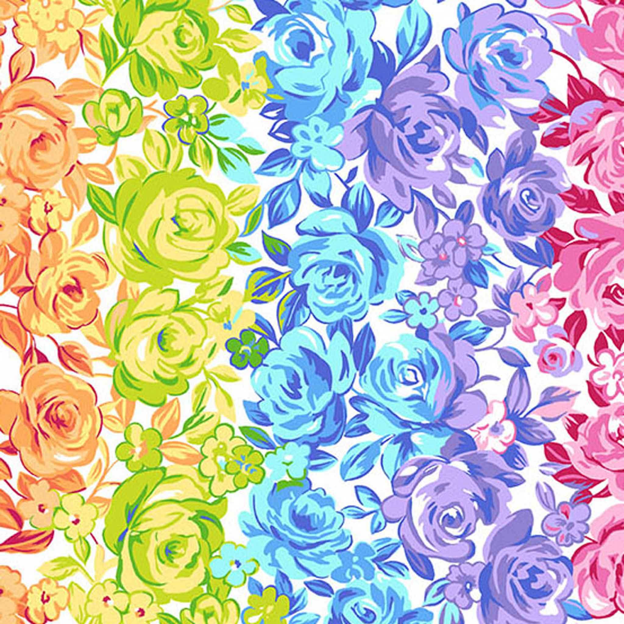 Roses White Cotton Fabric Andover Fabrics 2/9899 L - Rainbow Garden