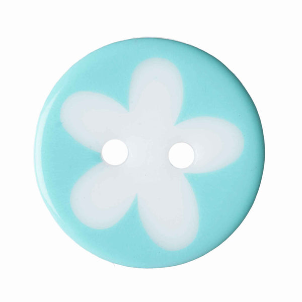 17 mm Flower Light Blue 2 Hole Buttons - Pack of 10