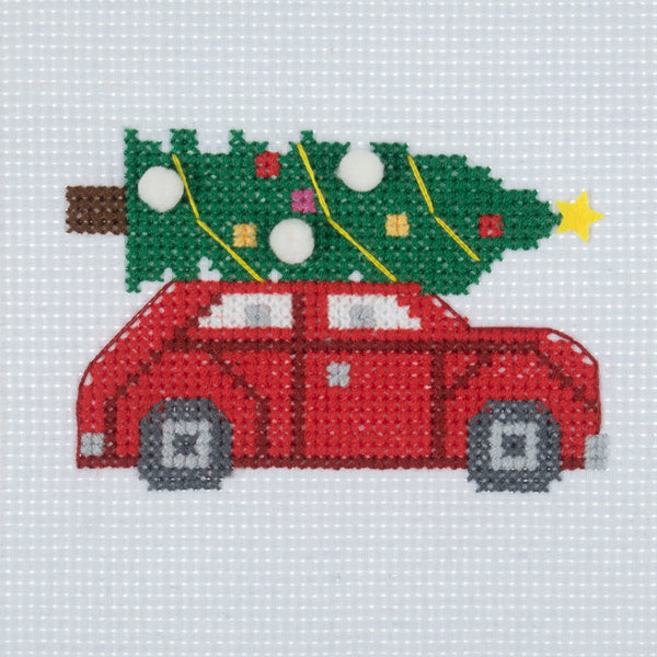 Mini Counted Cross Stitch Kit Christmas Car - Trimits GCS45