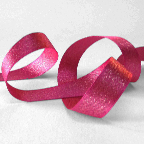 Glitter Satin Ribbon - Shocking Pink - Berisfords - 10mm - 15mm