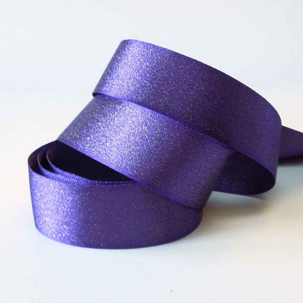Glitter Satin Ribbon - Liberty - Purple - Berisfords - 10mm - 15mm - 25mm