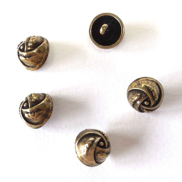 15mm Metal Rose Swirl Buttons - Gold - Pack of 5
