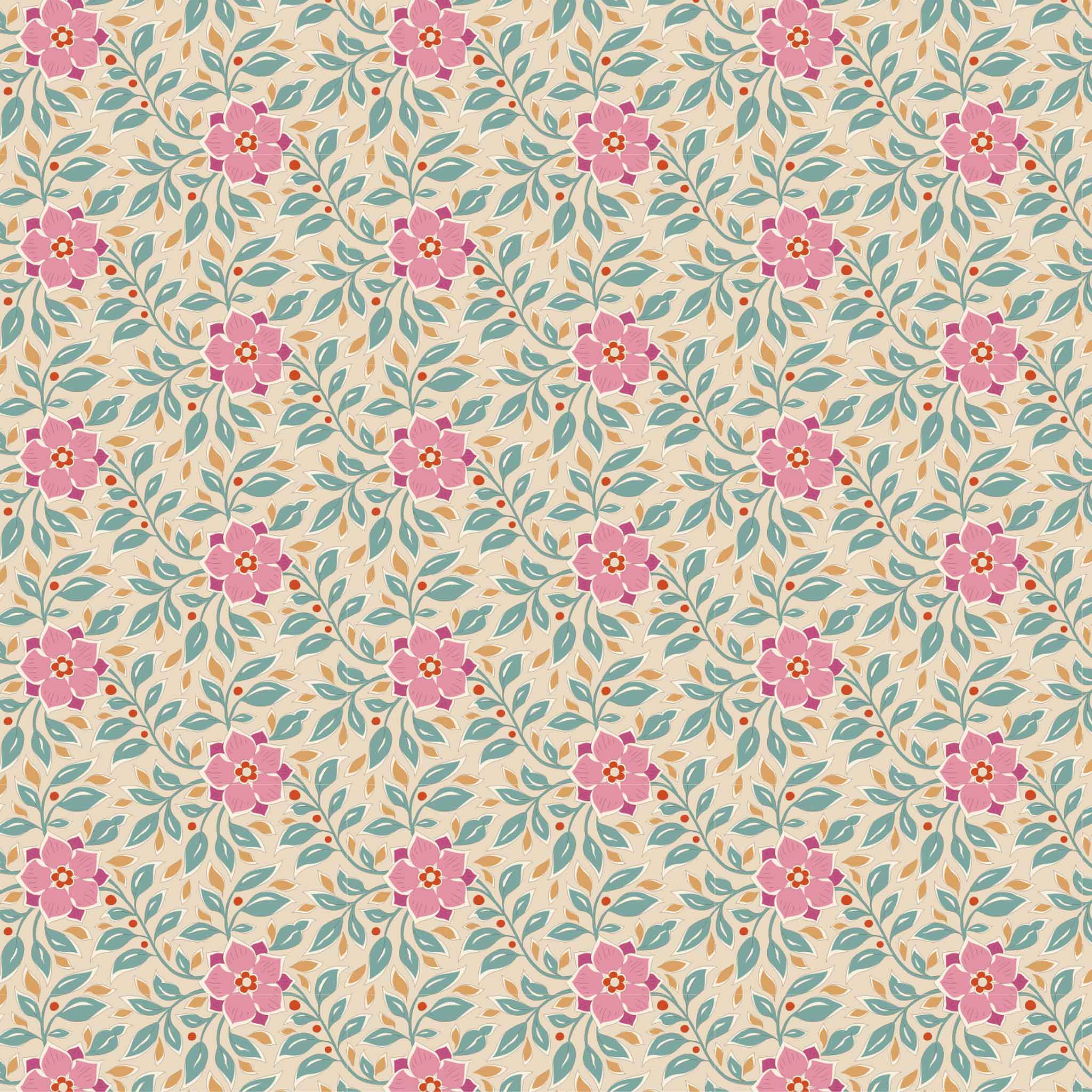 Tilda Wendy Teal Cotton Fabric Windy Days Collection - TD100358